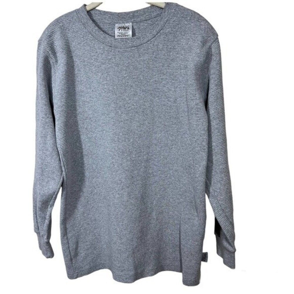 Shaka Wear Gray Thermal men Long Sleeve Crewnecks Waffle Shirt size M normcore